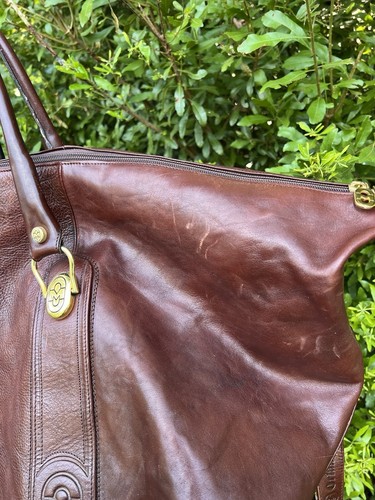 Borsa da viaggio vintage MARINO ORLANDI borsone pelle marrone XXL Italia 30x18,5x10,75” - Foto 6 di 24