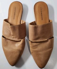 Lucky Brand Bestru Tan Leather Pointed Toe Cutout Mules Flats Size 7M