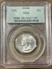 1936 25¢ PCGS MS66 WASHINGTON QUARTER OLD GREEN HOLDER, post rattler era