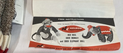 Nelson Rockford rote Fersensocke Affe Elefant neu aus altem Lagerbestand 3 Paar und Richtung offene Packung - Bild 5 von 5