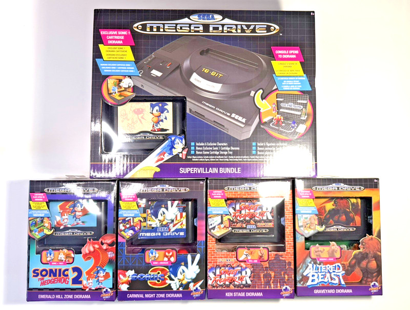 🟠Sega Diorama Mega Drive Supervillain Genesis Mega Bundle FULL COMPLETE SET