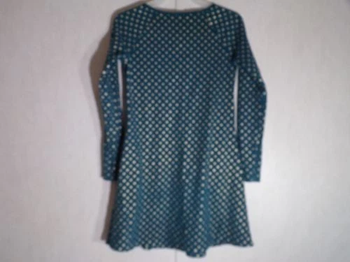 Vestido Lands End Niños Niñas 7-8 Verde Dorado Lunares Manga Larga Bolsillos Algodón Foto 2 de 4