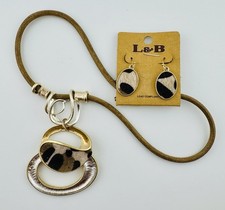 Western Jewelry Set Cowgirl Rodeo Statement Necklace  Earrings Cow Mixed Media