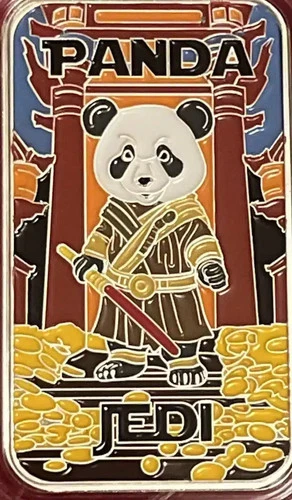 Fantasy Mind Bullion Panda Jedi 1 oz Colorized Silver Bar - In Capsule