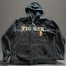Vintage Tigger Hoodie Winnie The Pooh Disney Fleece Zipper Black