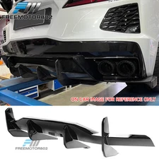 For 20-25 Chevy Corvette C8 Stingray Z51 E-RAY Gloss Black Rear Diffuser Lip ABS