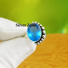Blue Topaz Ring  925 Sterling Silver  Vintage Ring  Women's Ring  SZ 5-10