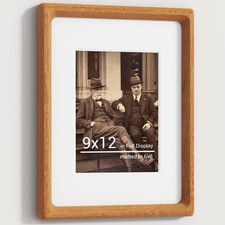9x12 Teak Wood Picture Frame w/ Mat for 6x8 Photo/Diploma - Wall/Tabletop Displa