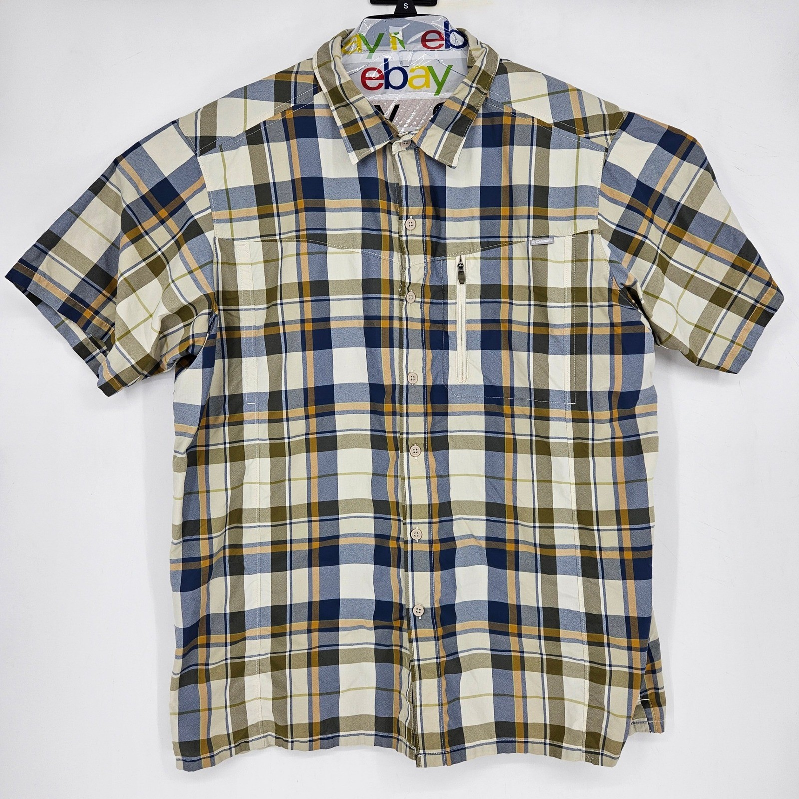 Columbia Shirt Mens XXL Vented Fishing Omni Shade Button Up Short Sleeve Plaid