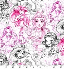 LINED WINDOW VALANCE CURTAIN 42 X 15 DISNEY PRINCESS SKETCH BELLE JASMINE ARIEL