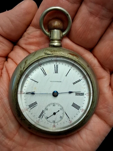 ANTIQUE 1876-79 AMERICAN WALTHAM 1189746 17 JEWEL SILVERODE CASE POCKET WATCH
