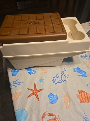 Vintage Little Kool Rest IGLOO Car Console Cooler Brown Tan Ice Chest 1983 - Picture 5 of 10