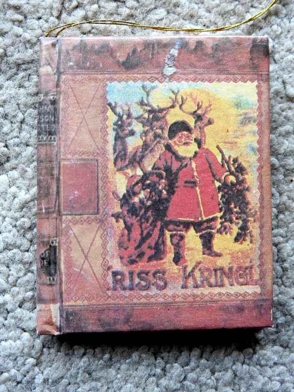 Old Miniature Book Ornament Kris Kringle Book 3" Tall X 2 1/4"