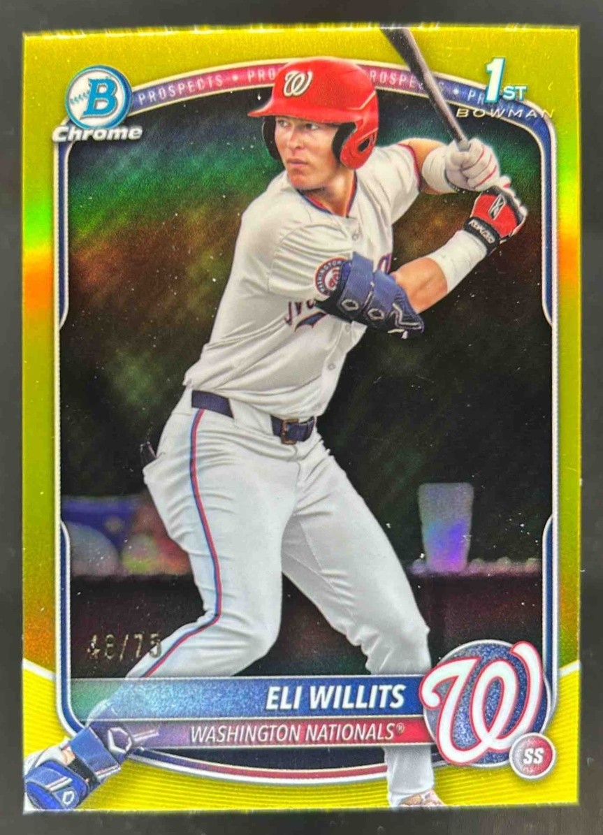 2025 Bowman Draft Eli Willits Chrome Yellow Refractor 1st #/75 Nationals