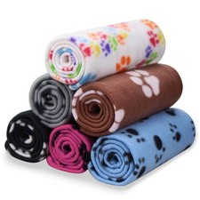 Pet Blanket Dog Cat Soft Fleece Blankets Sleep Mat Pad Bed Cover with Paw Pri...