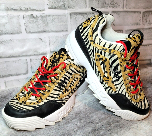 Fila Disruptor 2 Animal Print Women's Retro Suede Low Top Chunky Shoes Sz 9.5