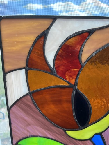 Kari Lennartson Klenna Colorado Artist Stained Glass Panel Window Tulip Flower - Picture 2 of 13