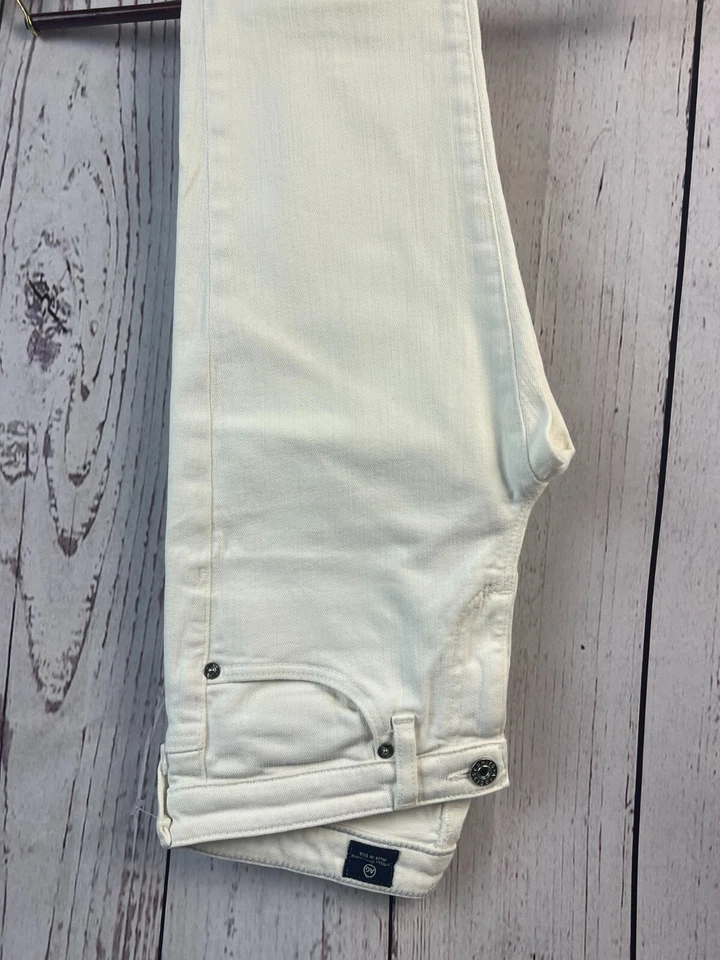 Pantalones de mezclilla para mujer AG Adriano Goldschmied Stevie ajustados rectos blancos de diseñador 28Wx30L Foto 4 de 4