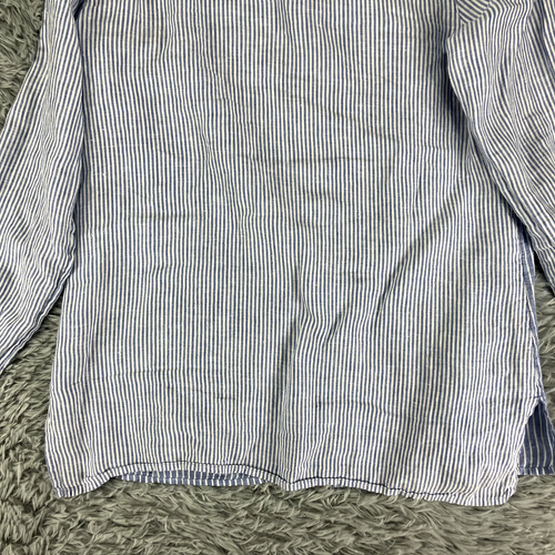 Camisa Top J. Jill Love Lino Esencial Para Mujer S Azul Blanco Rayas Playa Costera - Imagen 10 de 10