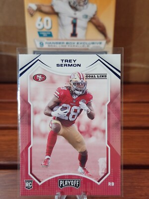 2021 Panini Playoff FB Trey Sermon - RC - Goal Line - Blue Parallel - SF 49ers