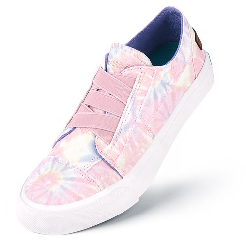 JENN ARDOR Womens Stylish Slip On Sneakers Elastic Low Top Canvas Sneakers Flats - Picture 59 of 149