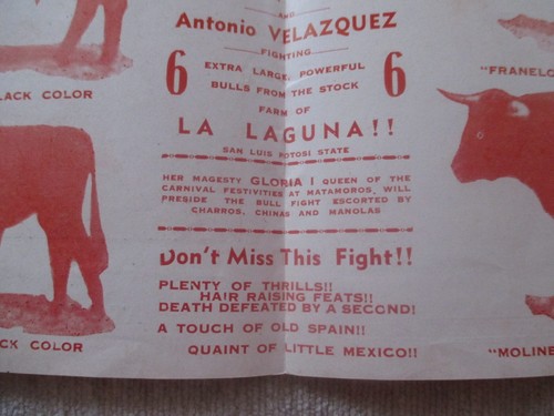 1944 Charro Days Celebration Bullfighting Program Matamoros, Mexico Feb. 20 - Picture 6 of 16