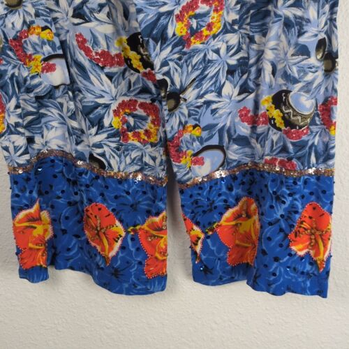 Pantalones capri para mujer Surya XL azules con cuentas lazo cintura ligeros - Imagen 8 de 12