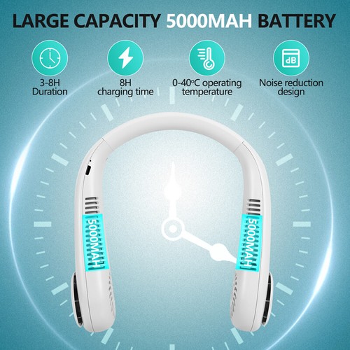 5000mAh USB Neck Hanging Sport Fan Air Cooling Cooler Foldable Air Conditioner - Picture 53 of 116