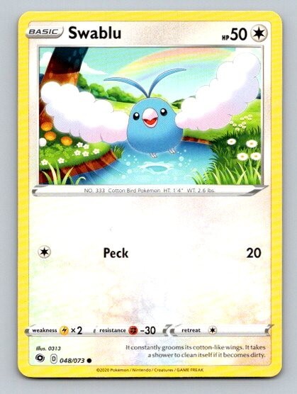 2020 Pokemon Card Champions Path Swablu 48/73