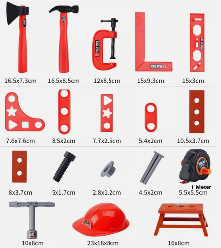 Kid Pretend Toy Power Hand Tool Set Electric Drill DIY Tool Kit Toolbox 55-68pc - Picture 2 of 55