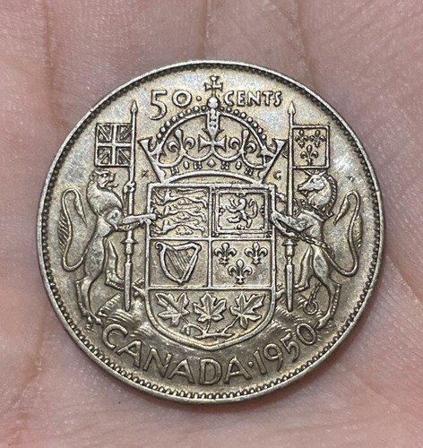 1950 Canada 50 Cents Silver Coin George VI