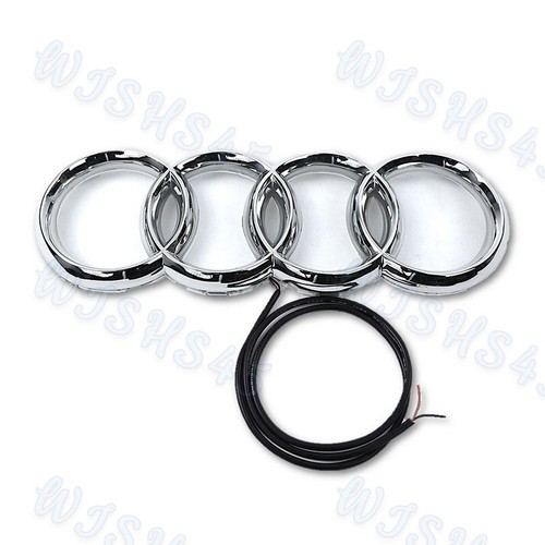 For Audi Chrome Grill Front Hood A3 A4 A5 A6 A7 Q3 Q5 Q7 RED 28CM LED Emblem - Picture 3 of 10