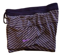 Nike Dri-Fit Running Shorts Built in Briefs Gray Purple Stripes Women s S NWOT