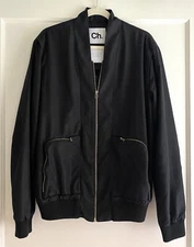 Ch. Chapter Black Twill Full Zip Bomber Jacket Size Large