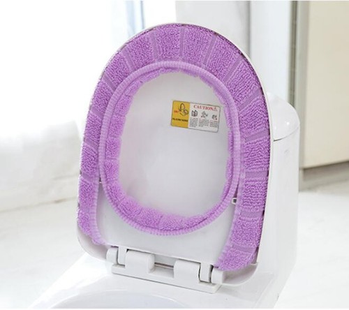 Bathroom Toilet Seat Cover Soft Knitting Fabric Case Pad Winter Warm Mat 1pc - Picture 3 of 27