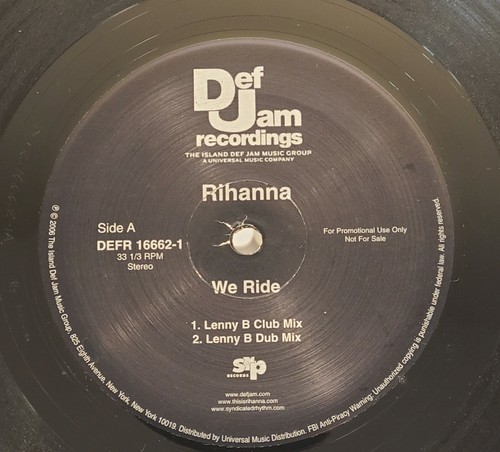 RIHANNA "We Ride" (Remixes by Lenny B & Mantronix)12" Vinyl Promo 2006 Def Jam - Picture 4 of 9