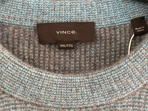 $495 Vince Plush Boiled Cashmere Thermal Crewneck Sweater | Fountain Combo | XXL - Picture 3 of 17