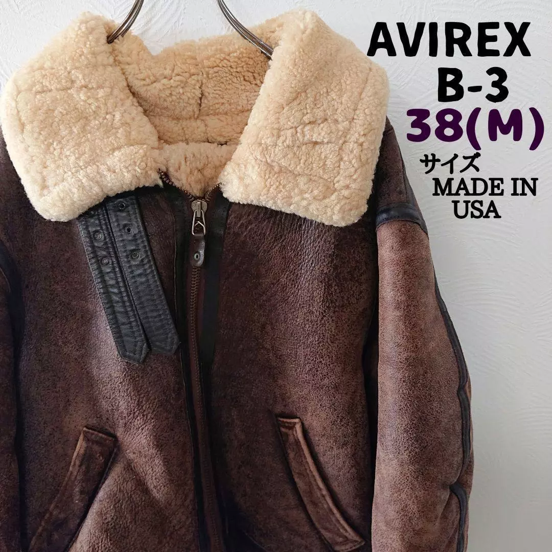 AVIREX Authentic B-3 Sheepskin Leather Flight Jacket Men Size 38 Used from Japan