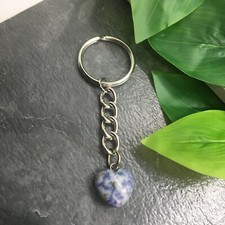 3 Heart Stone Pendant Healing Crystal Quartz Chakra Gemstone Keyring 8634