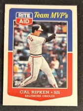 1988 Topps Rite Aid Team MVP’s Cal Ripken Baseball Card #13 Orioles HOF VG O/C