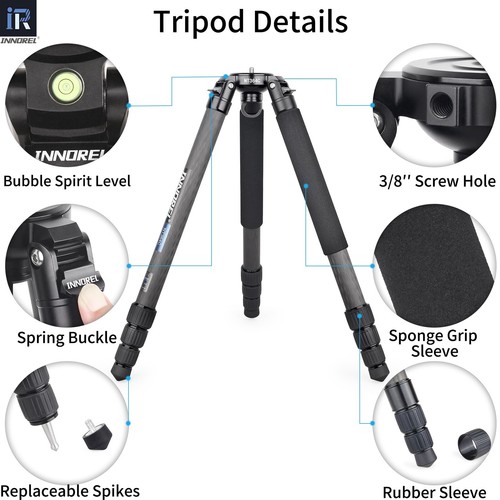 INNOREL-NT364C Professional  Heavy Duty Carbon Fiber Tripod 25kg/55lb Max Load - Picture 5 of 21