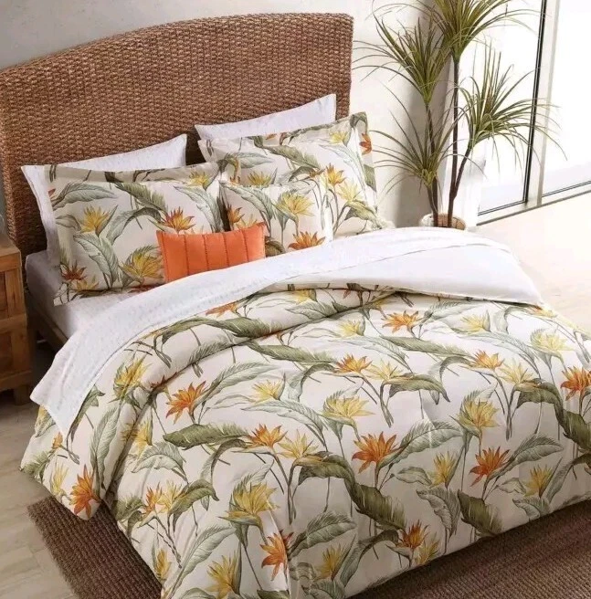 Tommy Bahama Birds Of Paradise 米色 100% 棉国王棉被子套装 — 第 2/4 张图片