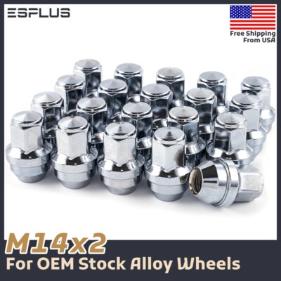 [24] Chrome 14x2 OEM Cone Seat Wheel Lug Nut Fit Stock Wheel Ford ...
