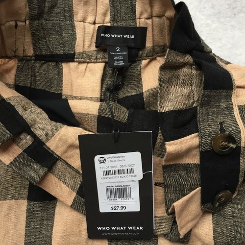Who What Wear Checkered Shorts New w/ Tags, Women's 2 (Black/Grey/Light Brown) - Picture 6 of 7