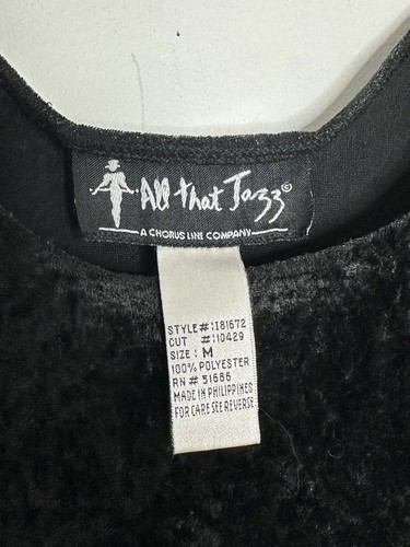 Vintage All That Jazz Women's Medium Black Velvet Long Sleeve MIDI Dress - Picture 3 of 6