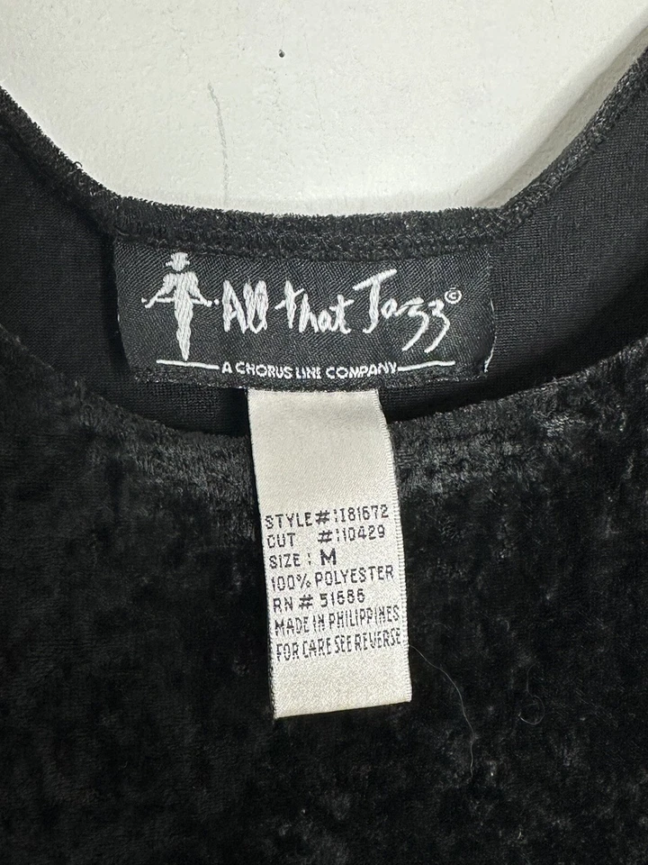 Vestido MIDI de terciopelo negro mediano vintage All That Jazz para mujer manga larga Foto 3 de 4