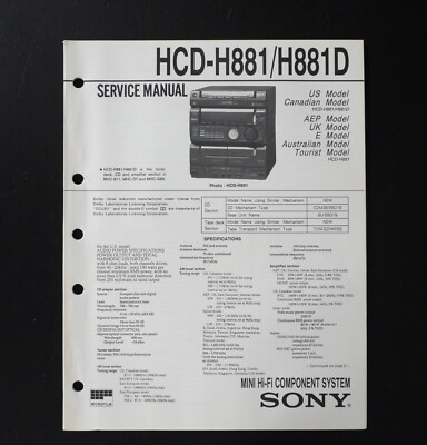 Original SONY HCD-H881 /H881D HiFi-System Service Manual / Service Anleitung S-4