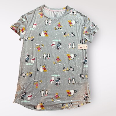 NWT Women s SECRET TREASURES Easy Fit Penguin Rabbit Racoon Sleepshirt Size L-XL