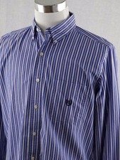 Chaps Men's Easy Care Button Up Button Down Collar Striped Shirt Size Medium