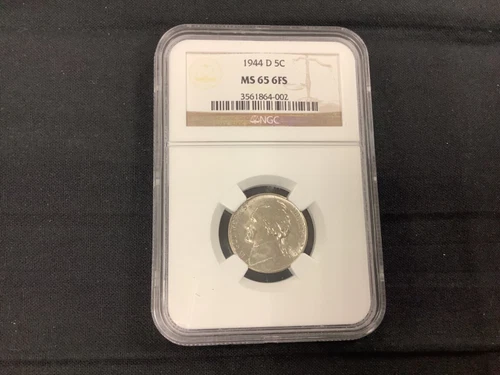 1944 D Jefferson Nickel NGC Graded MS65 6 Full Steps!
